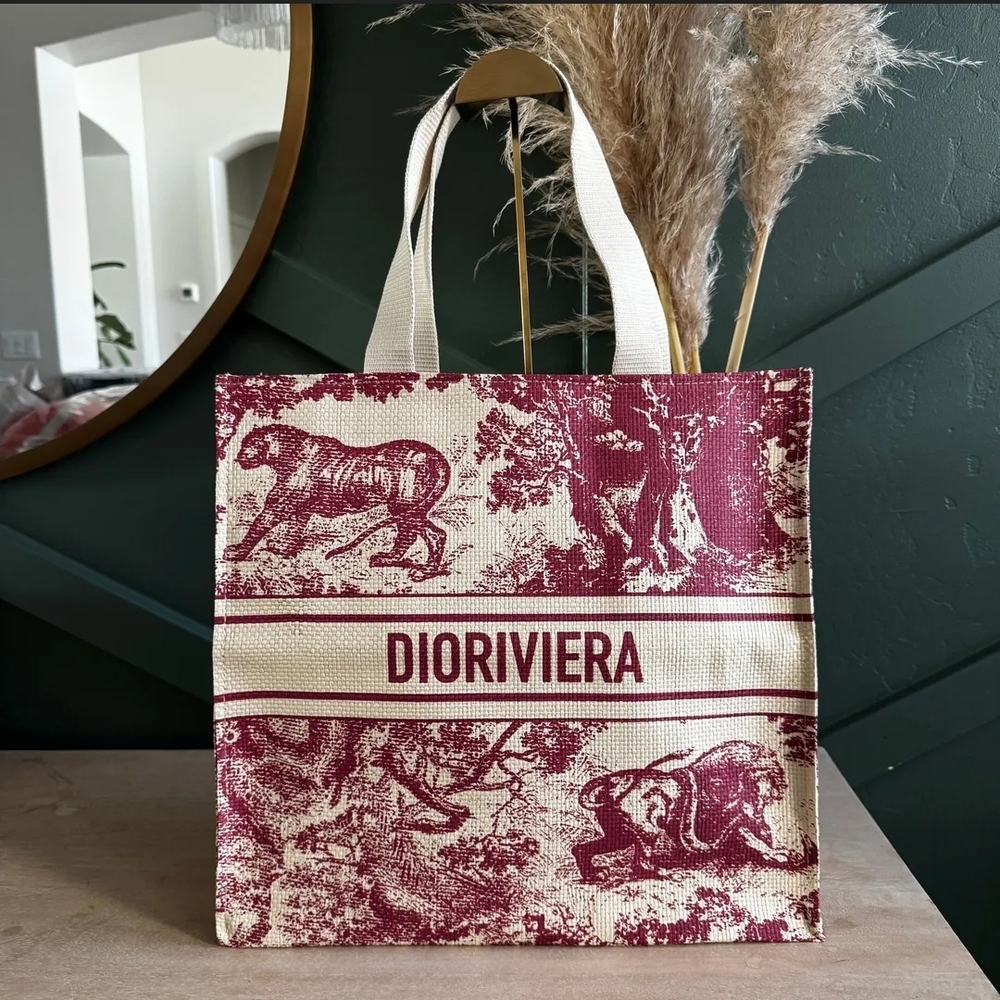🎊 Christian Dior- DIORIVIERA Red & Beige Tote Bag- GWP -NWIP - Picture 3 of 3